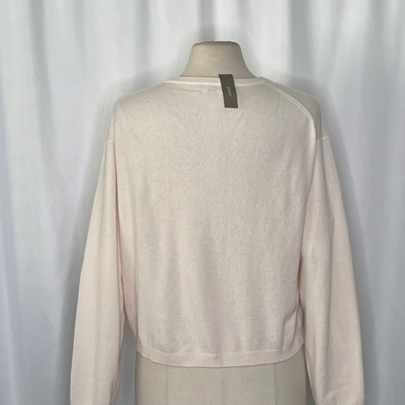 NWT!! J. CREW Cashmere Relaxed Cropped V-Neck Sweater Heathered Muslin Medium - Picture 11 of 16